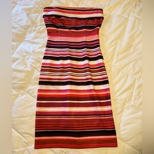 S - New York & Company Pink and Black Strapless Dress